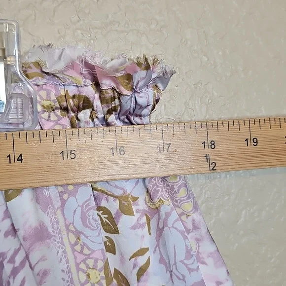 Free People XL Dreamy Days Wide Leg Lounge Pants Lilac Rose Print Floral Satin - Picture 7 of 9